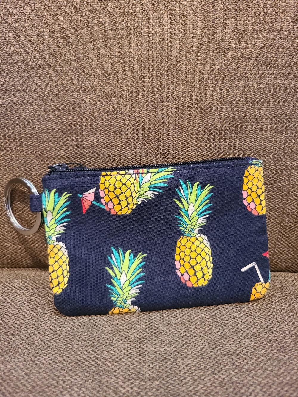 Vera Bradley Zip ID Case in "Toucan Party" tropical pineapple print